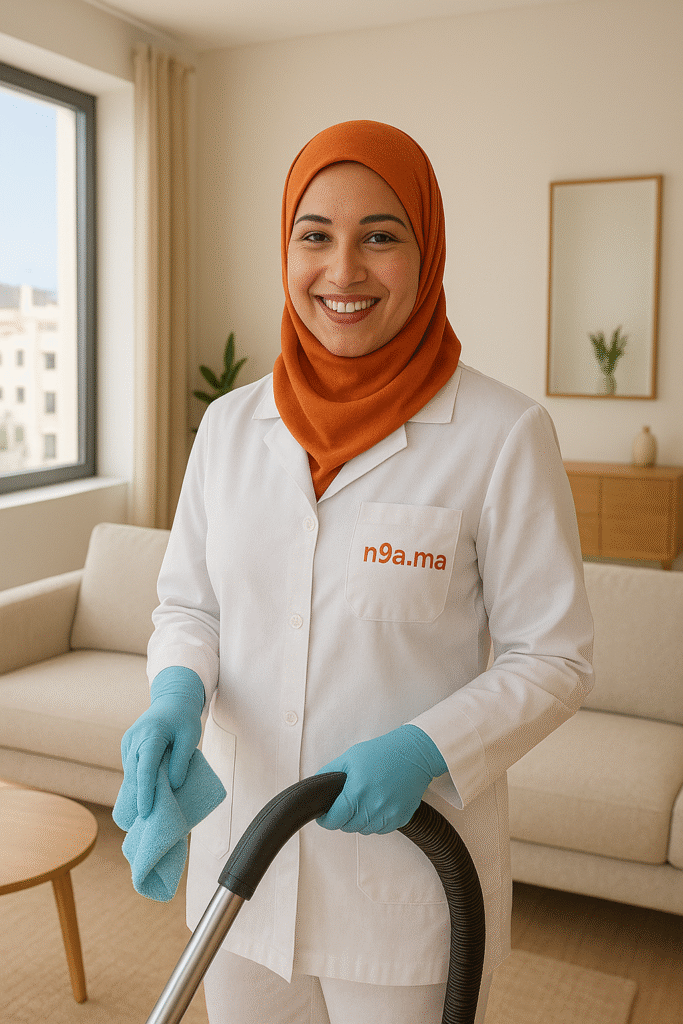 Femme de ménage professionnelle Casablanca – service de nettoyage d’appartement moderne à Maârif avec n9a.ma, hygiène garantie et assurance incluse.